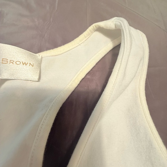 JB by Julie Brown Cream, Peach, White Jersey Ruffle Tank Top Size Small MSRP$168 - Picture 7 of 8